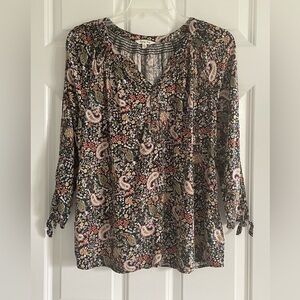 Krazy Kat Babydoll Top PL Paisley Floral Y2K 3/4 sleeve Cottagecore Boho